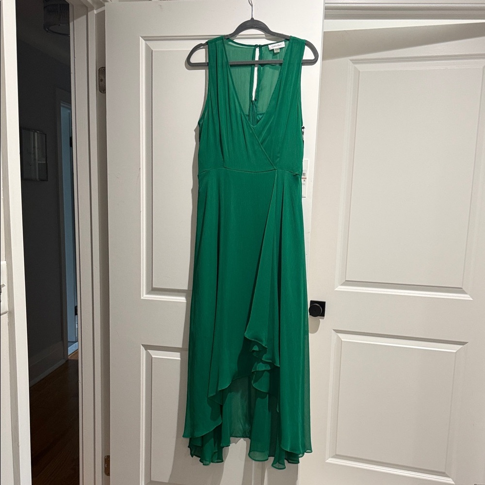 Calvin Klein Vibrant Green High Low Dress